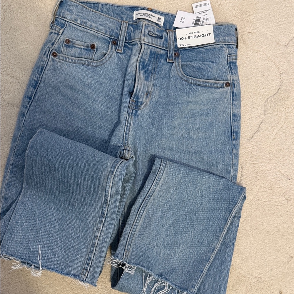 Abercrombie & Fitch Light Blue 90’s Straight Leg Jeans 25 short